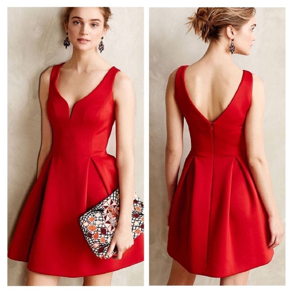 Ali Ro Anthropologie Red Fit And Flare Dress New With Tags Size 4